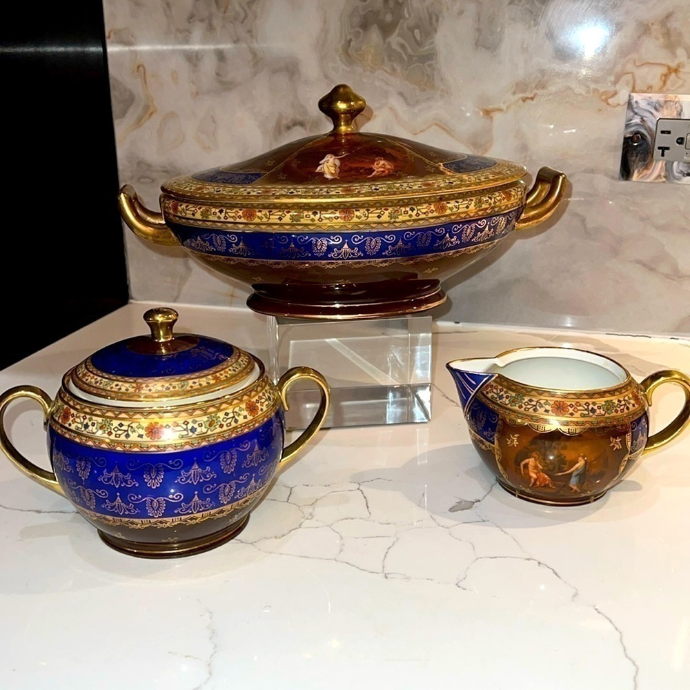 5 Piece Carlsbad Fine Porcelain Friedrich Simon Hand Painted Dinner Tea Set